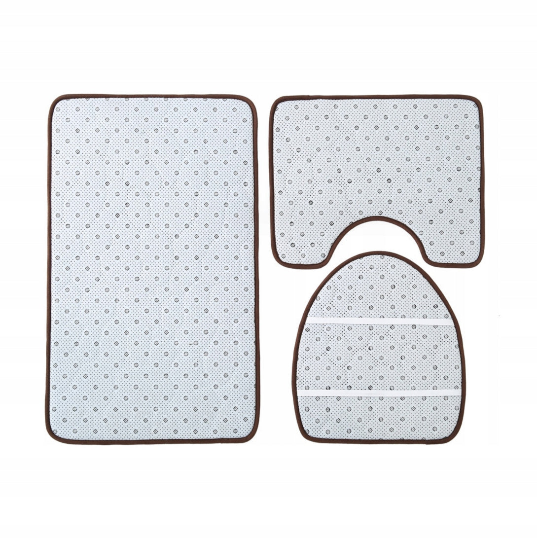 Bathroom Rugs Set of 3 Non-Slip Soft Grey Stone Thickness 12 mm