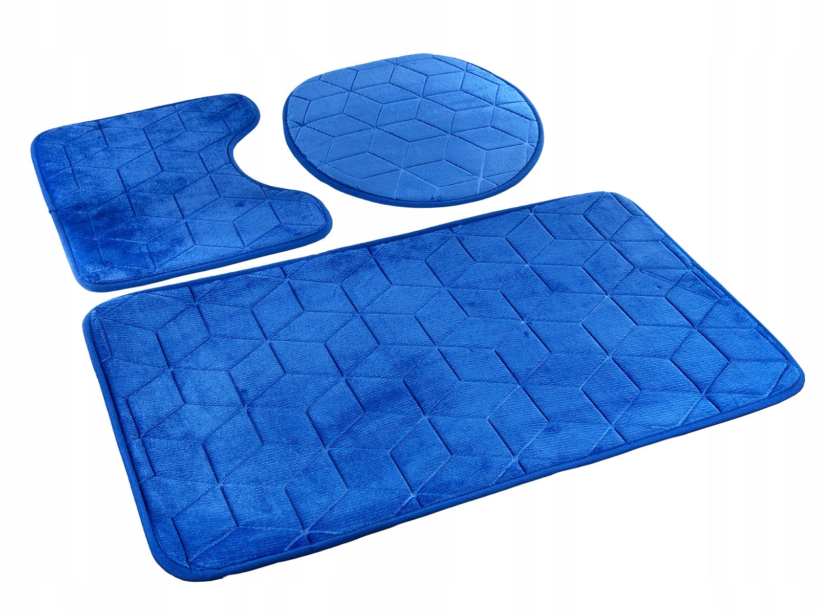 Bathroom Rugs Sumba Blue Cobalt Non-Slip Set of 3