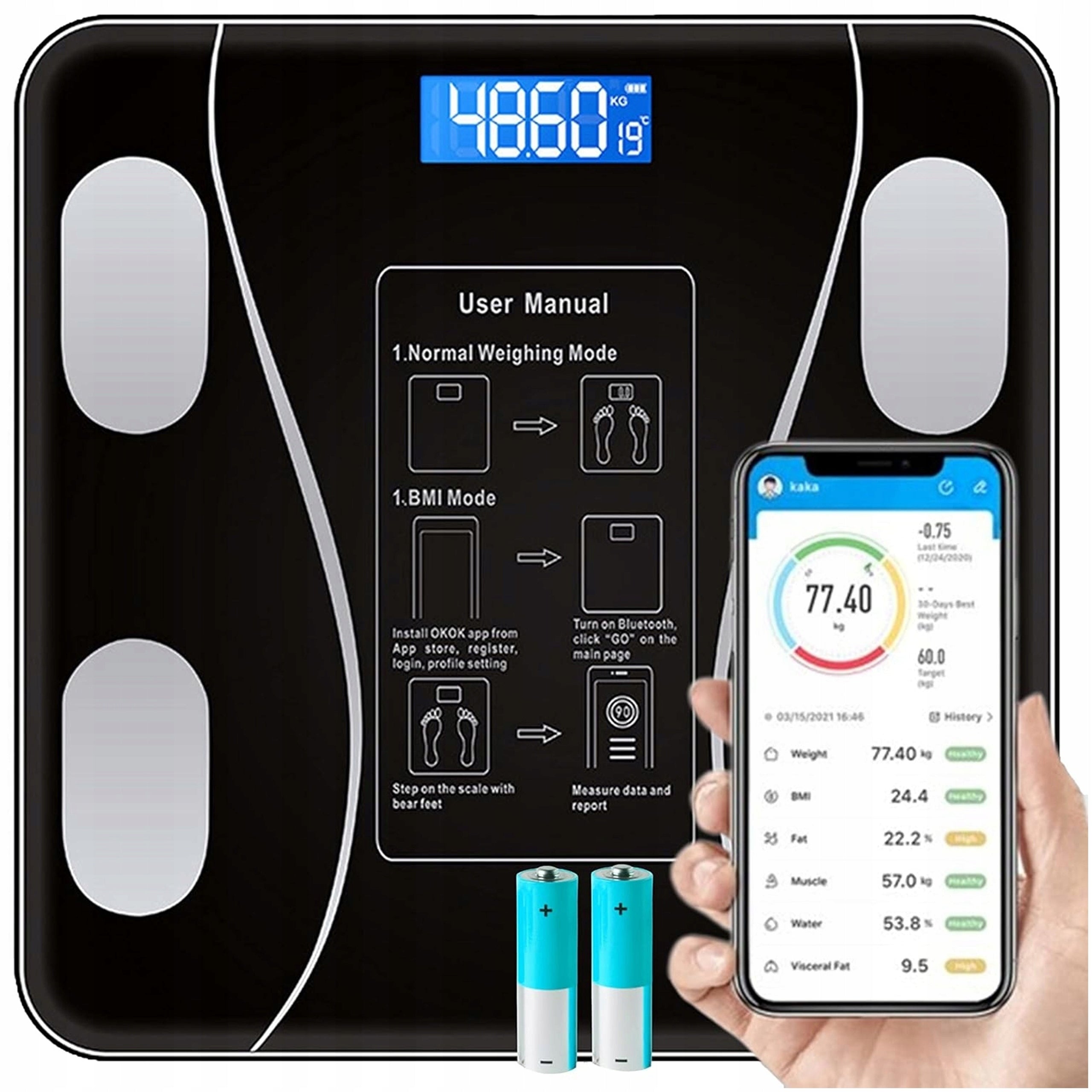 Bathroom Scale ANALYTICAL 180kg Electronic SMART BMI 25in1 Precision Packaging status original
