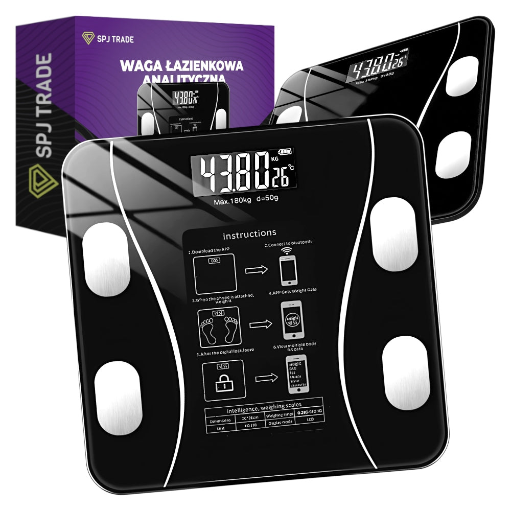 Bathroom Scale Analytical Electronic Smart 180 kg 50 g Bluetooth BMI