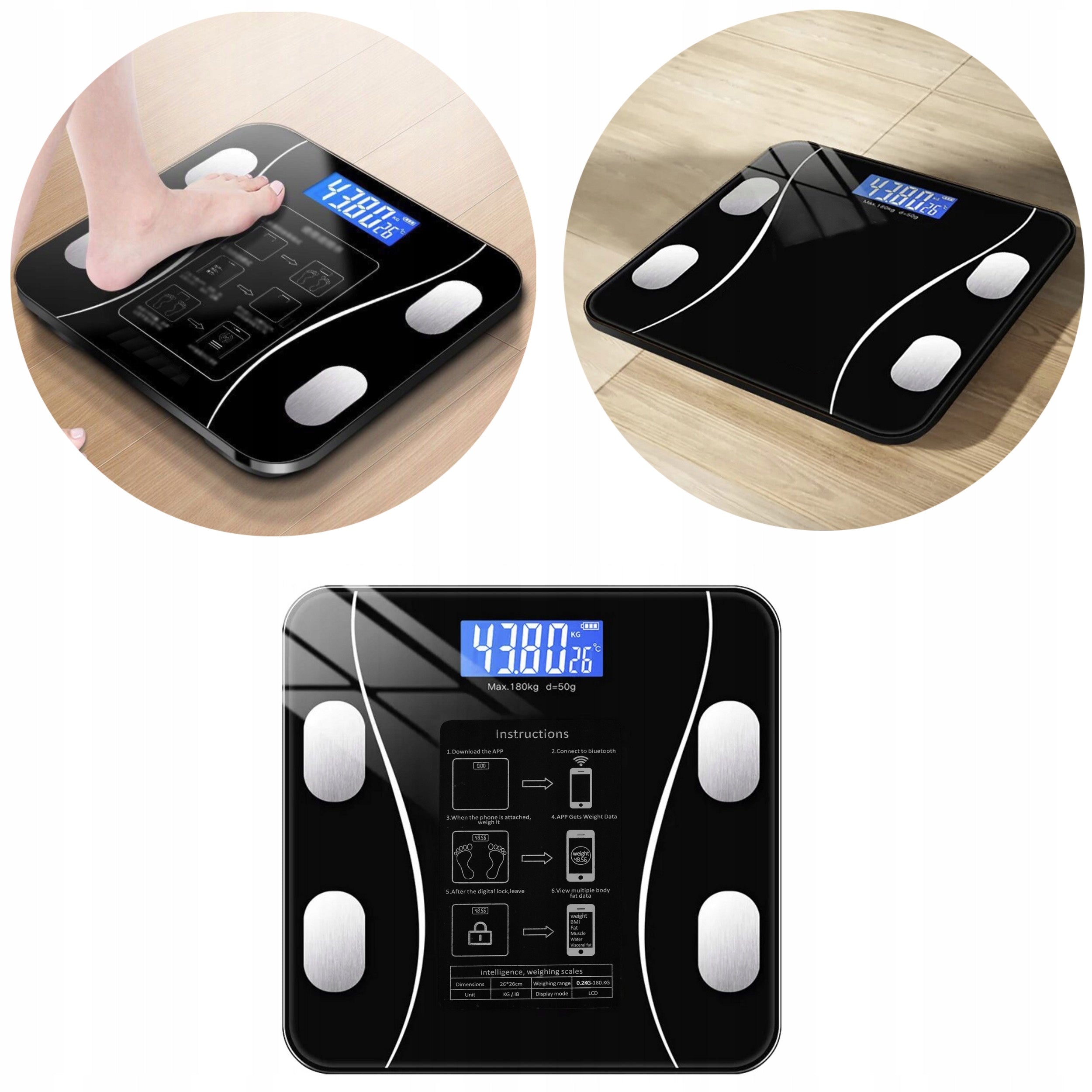 Bathroom Scale Analytical SMART 8in1 Electronic up to 180kg Precise