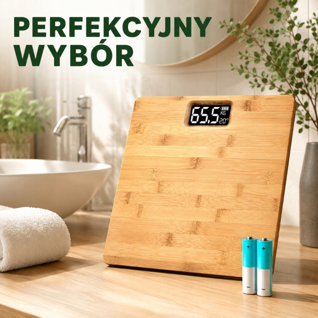 Bathroom Scale Bamboo Electronic Classic Non-Slip 180 KG Packaging status original