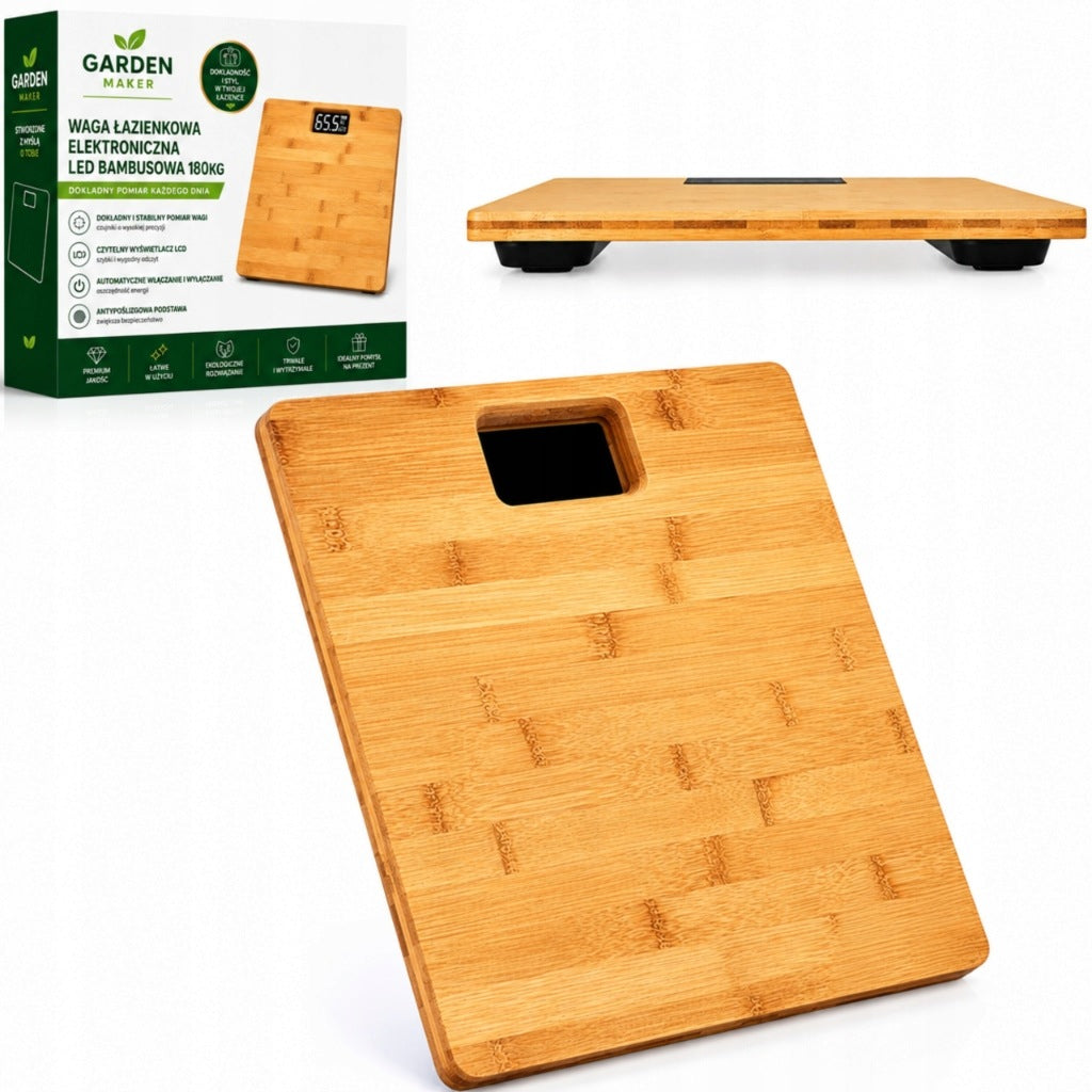 Bathroom Scale Bamboo Electronic Classic Non-Slip 180 KG