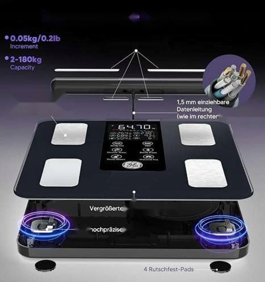 Bathroom Scale Digital BMI Large Screen 5,3" Smart GE Connected Measurement accuracy 100 g