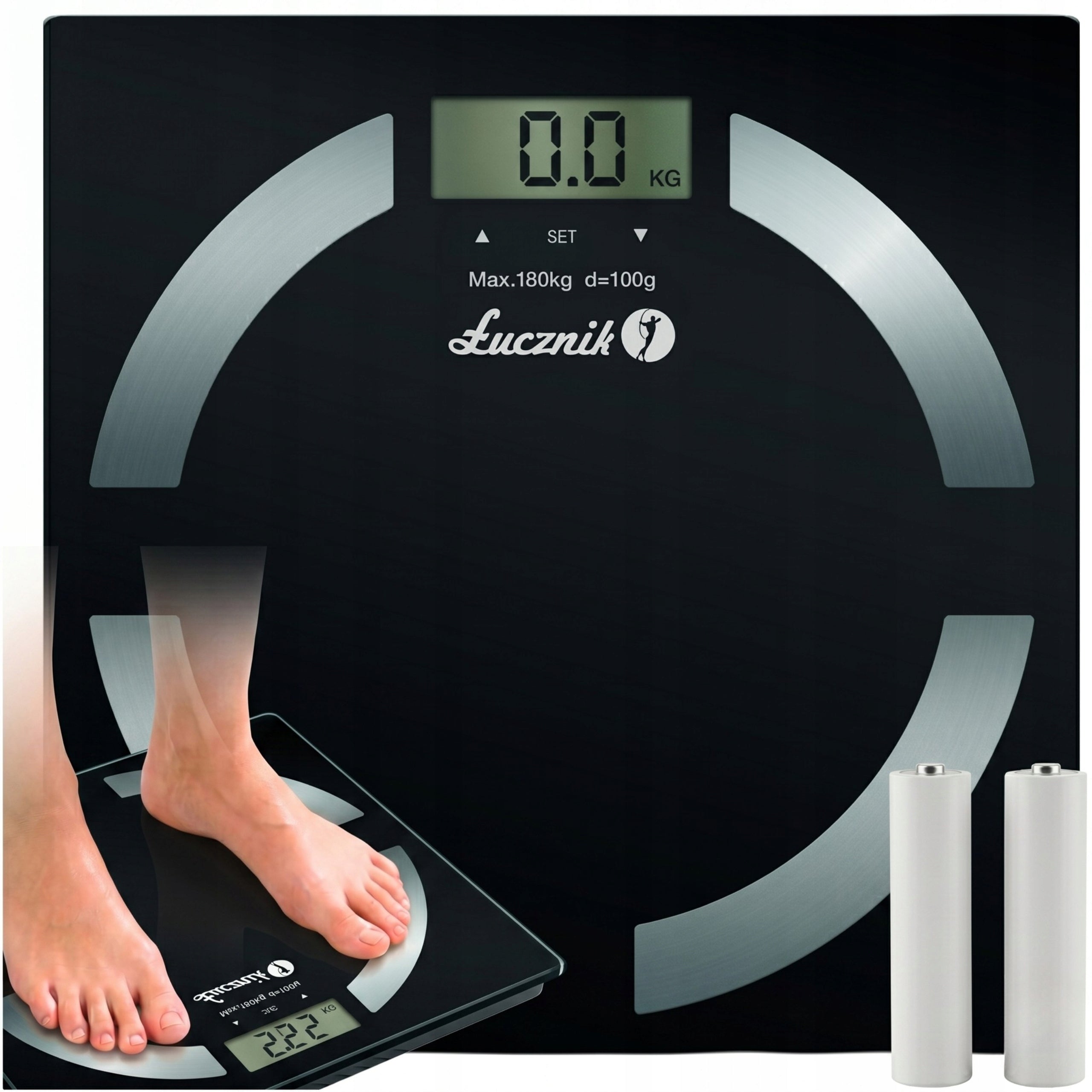 Bathroom Scale Electronic Analytical Łucznik 180kg BMI Black +BATTERIES