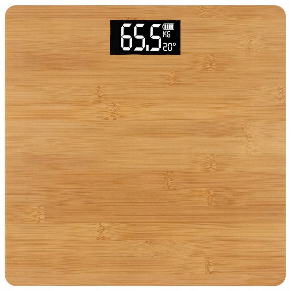 Bathroom Scale Electronic Bamboo Digital LCD Temperature 180kg