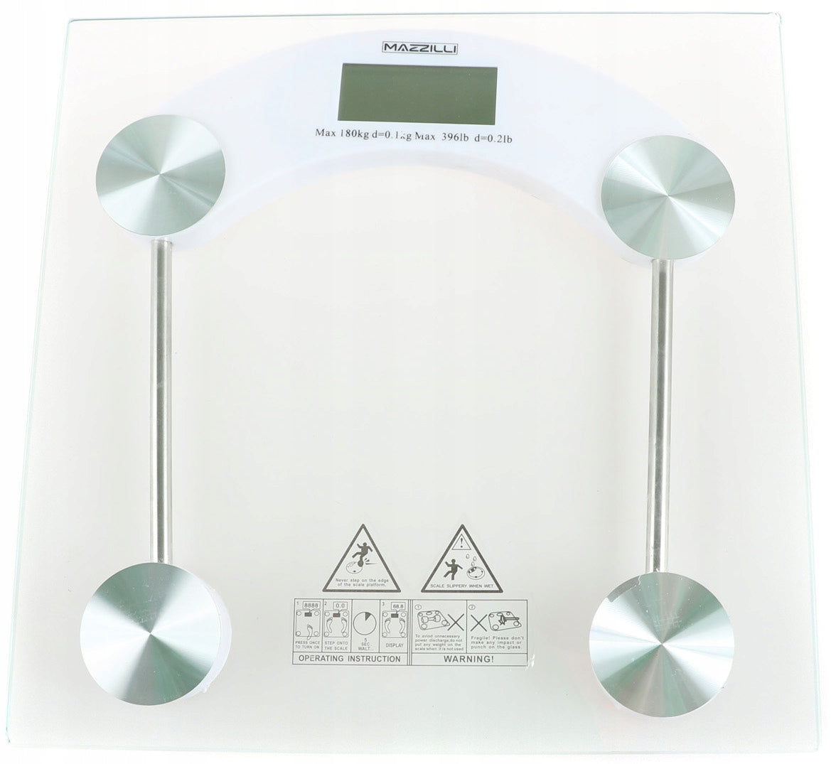 Bathroom Scale Electronic Glass LCD Flat 180kg 100g 1519