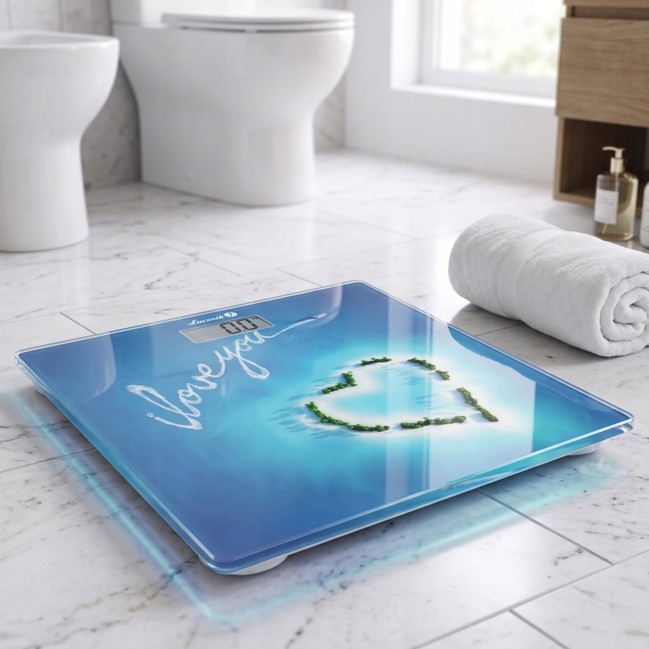 Bathroom Scale Electronic LCD Glass Accurate Łucznik 150kg + BATTERIES Manufacturer code BS-973 W13