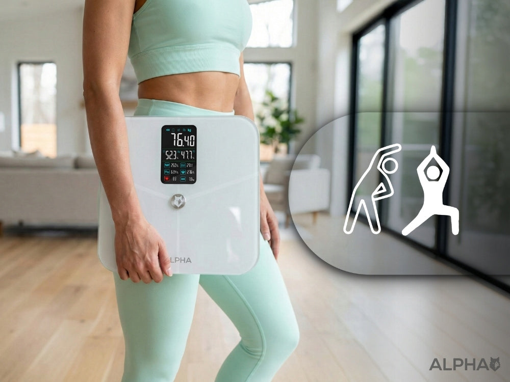 Bathroom Scale Electronic Sports Alpha - Application in Polish BMI Packaging status original