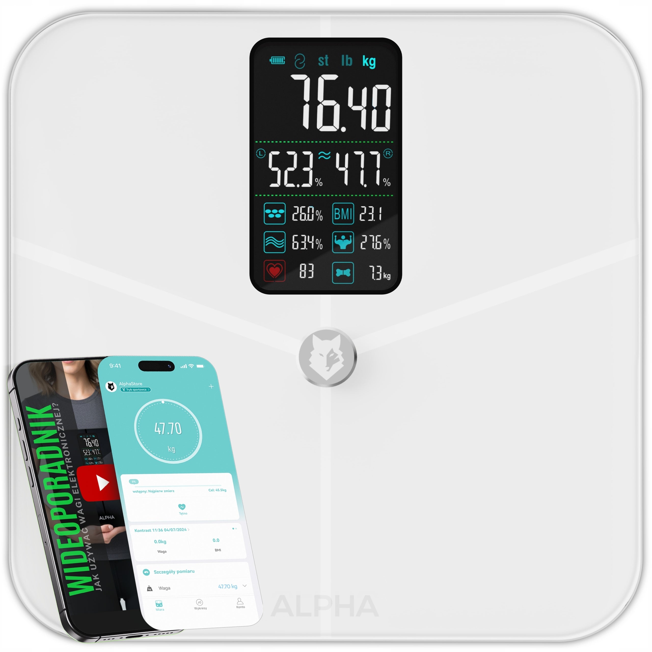 Bathroom Scale Electronic Sports Alpha - Application in Polish BMI