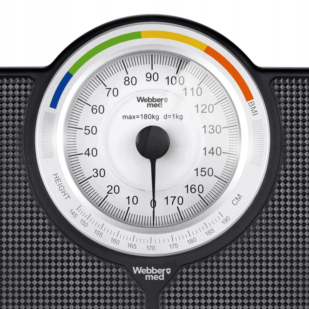 Bathroom Scale Mechanical Analog 180 kg Black Webber BMI Without Battery Packaging status original