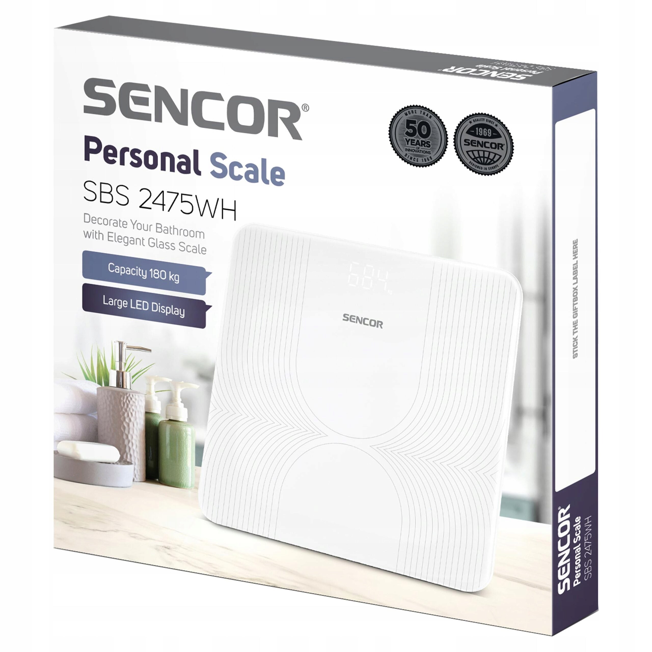 Bathroom Scale Sencor SBS 2475WH READABLE DISPLAY up to 180kg White Brand Sencor