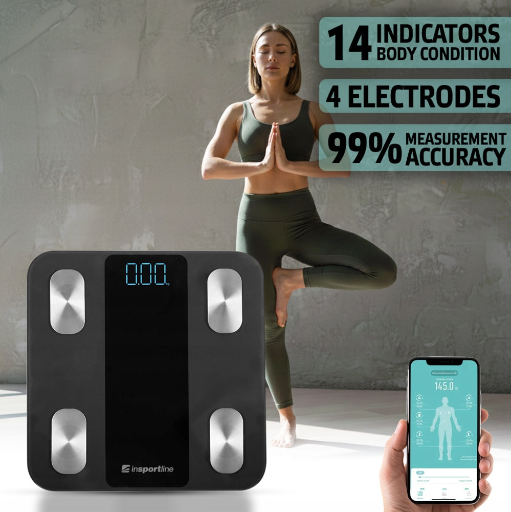 Bathroom Scale inSPORTline Syncale 20 BODY COMPOSITION ANALYSIS 180kg Bluetooth Brand inSPORTline