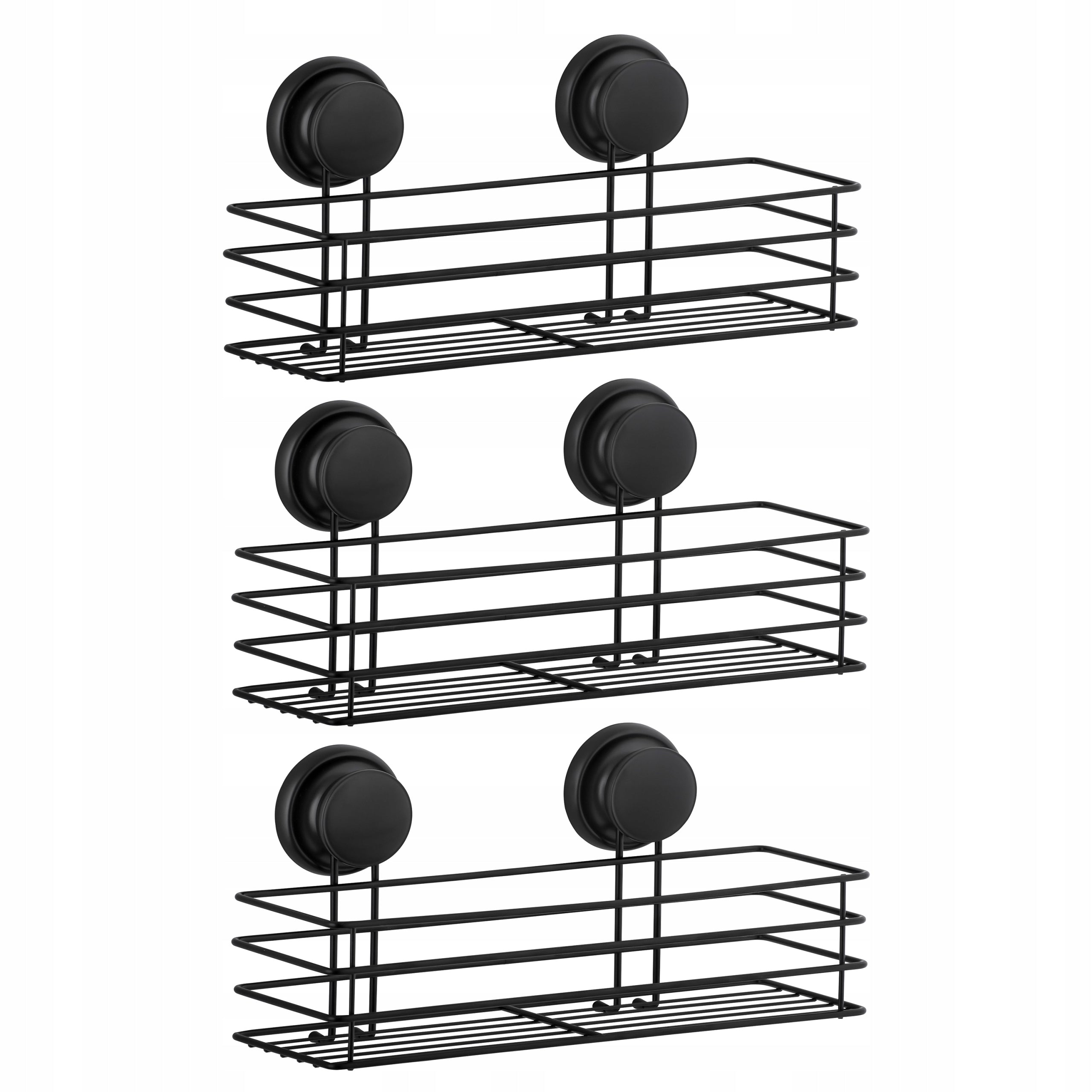 Bathroom Set Black 3 x Bathroom Shelf for SUPER STRONG LOFT Suction Cups Manufacturer code CH.GAVI-KPL-BLK_3
