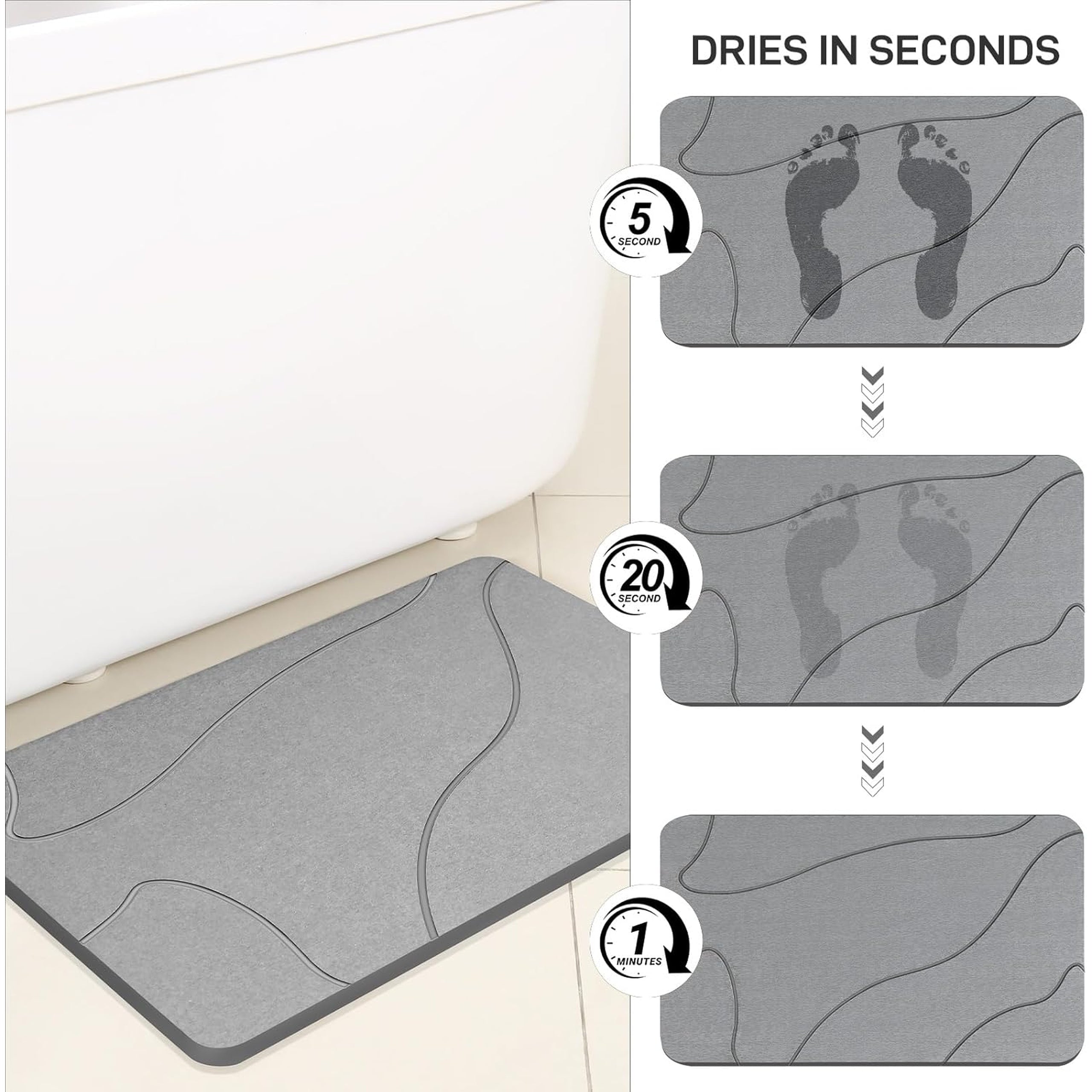 Bathroom Shower Floor Mat 39x60cm Diatomaceous Earth Stone Product width 39 cm