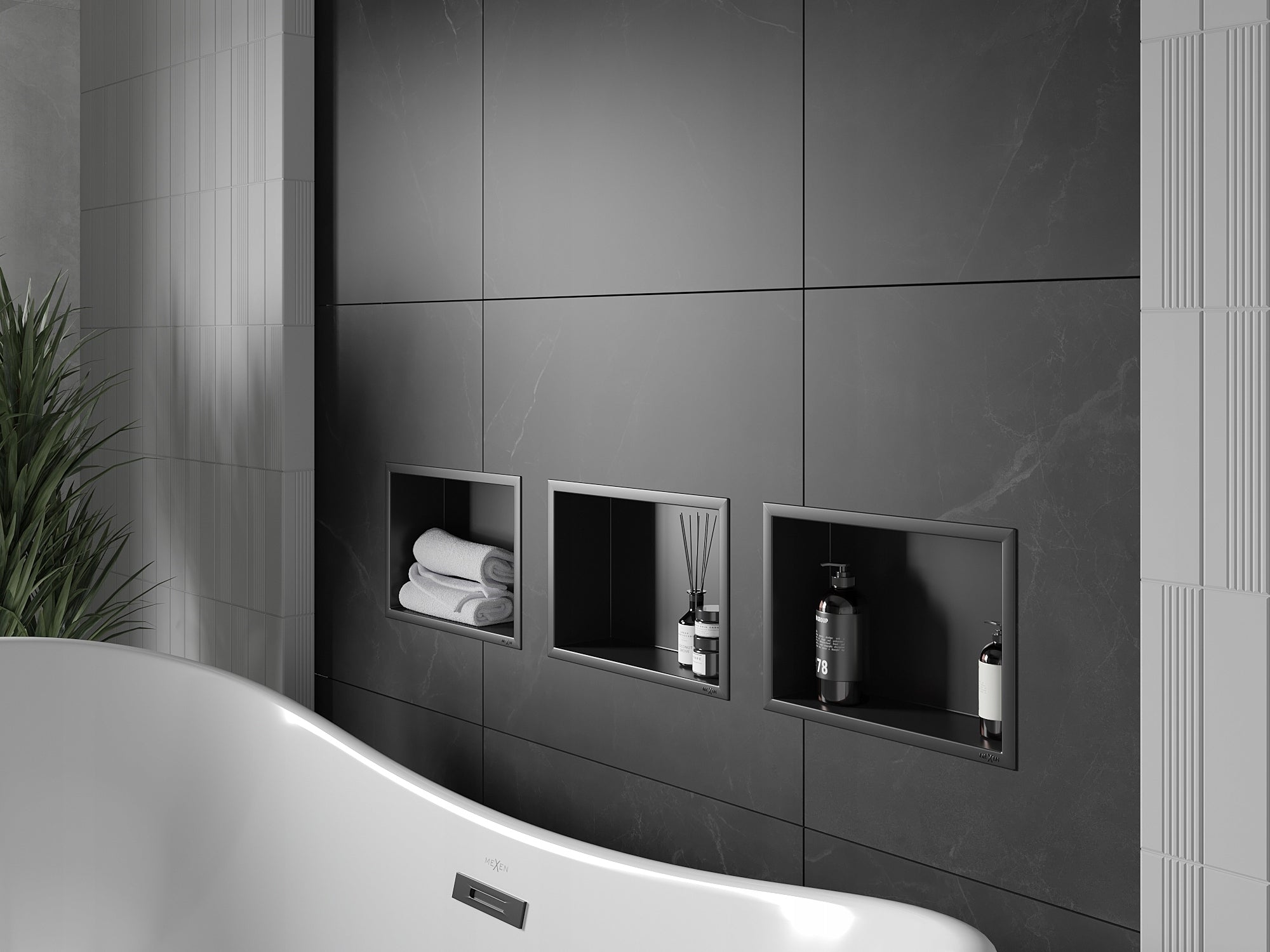 Bathroom Shower Shelf Flange 30x20 Mexen X-Wall-R Black Brand Mexen