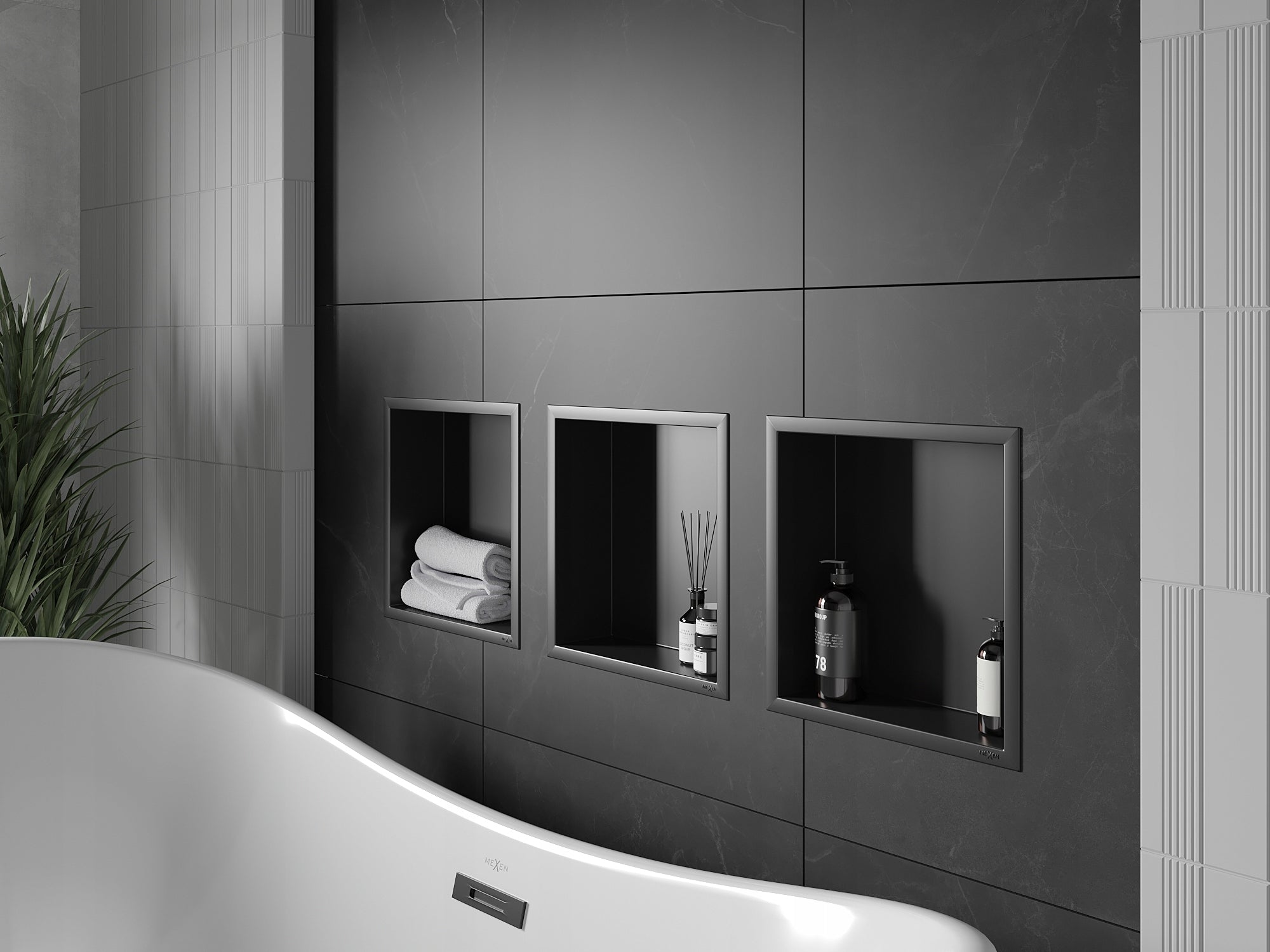Bathroom Shower Shelf Flange 30x30 Mexen X-Wall-R Black Brand Mexen