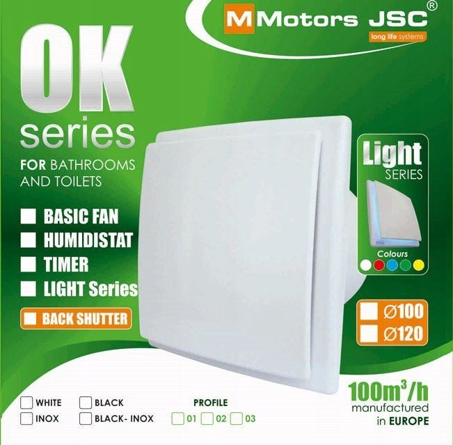 Bathroom fan mMotors OK-1 White 100m³/h, 13W; IP 25 Dominant color white