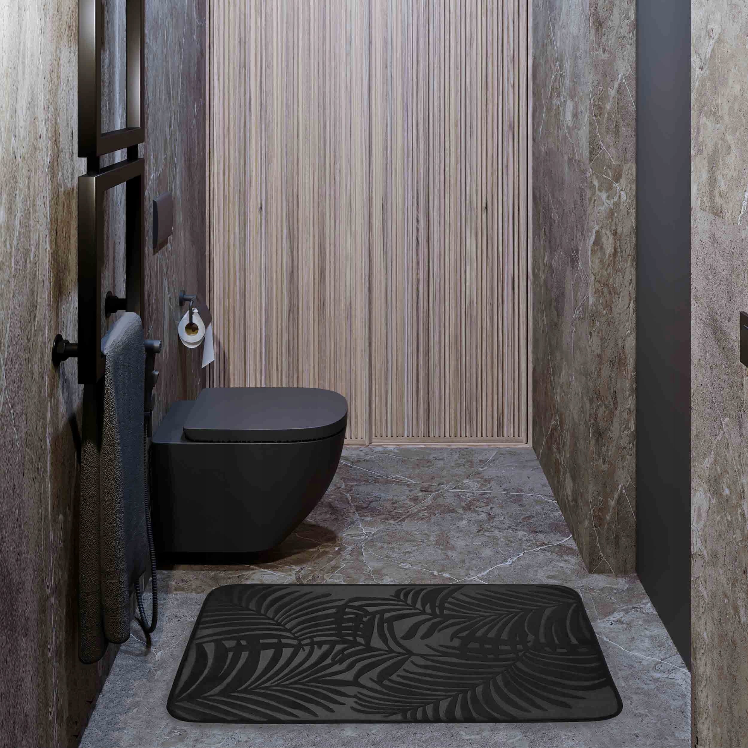 Bathroom rug, black, rubber coating, anti-slip, smooth, interesting Thickness 20 mm