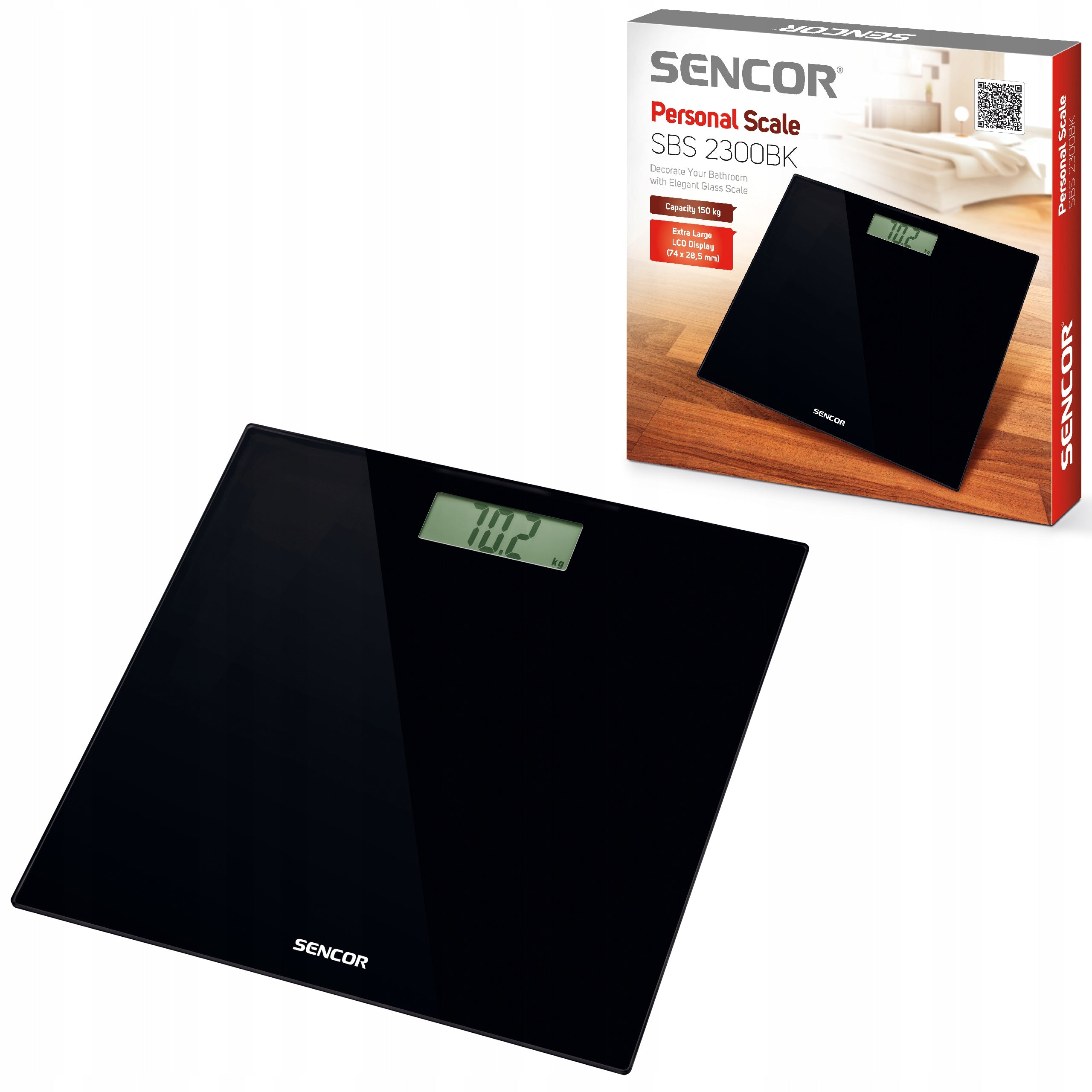 Bathroom scale Sencor SBS 2300BK up to 150 kg LCD Packaging status original