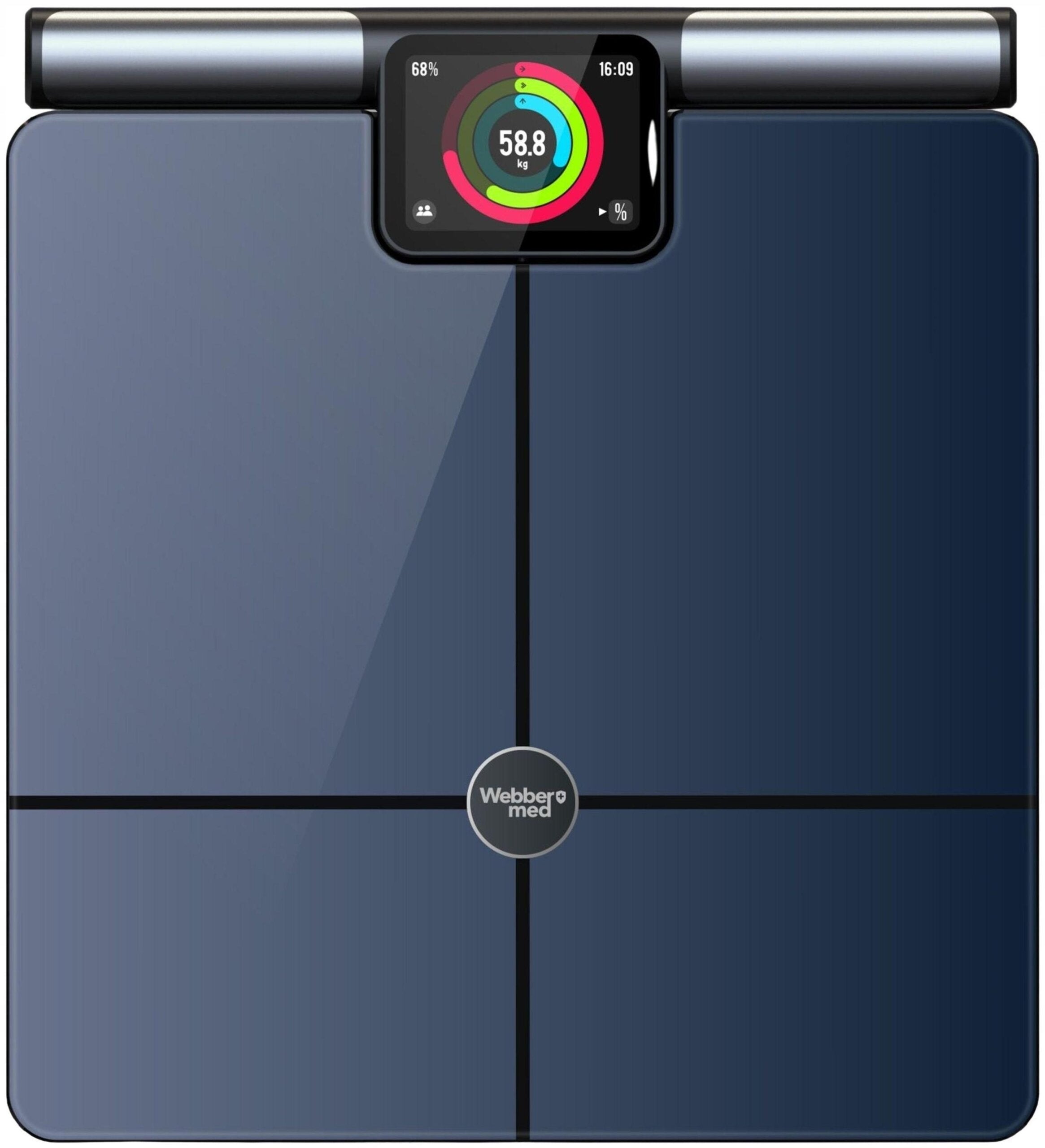 Bathroom scale WEBBER Siena PS636C Black Additional features automatic calibration auto power-on automatic shutdown Bluetooth tare weight Wi-Fi measurement memory non-slip base non-slip surface smartphone connection measuring muscle mass fat level measurement water level measurement user recognition low battery indicator BMI muscle mass bone tissue fat tissue caloric demand body water content User Detection