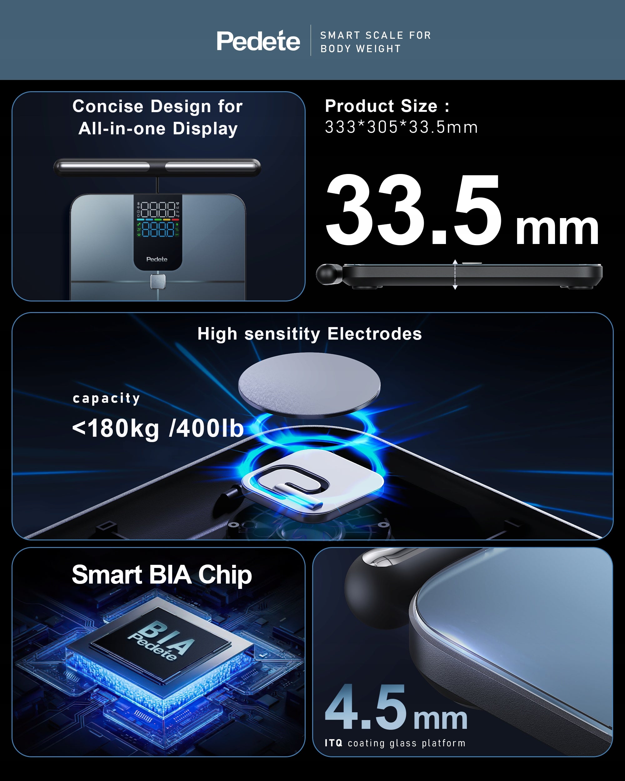Bathroom scale Waga łazienkowa analityczna smart 8 elektrod 180 kg WiFi BMI Manufacturer code OT610100292