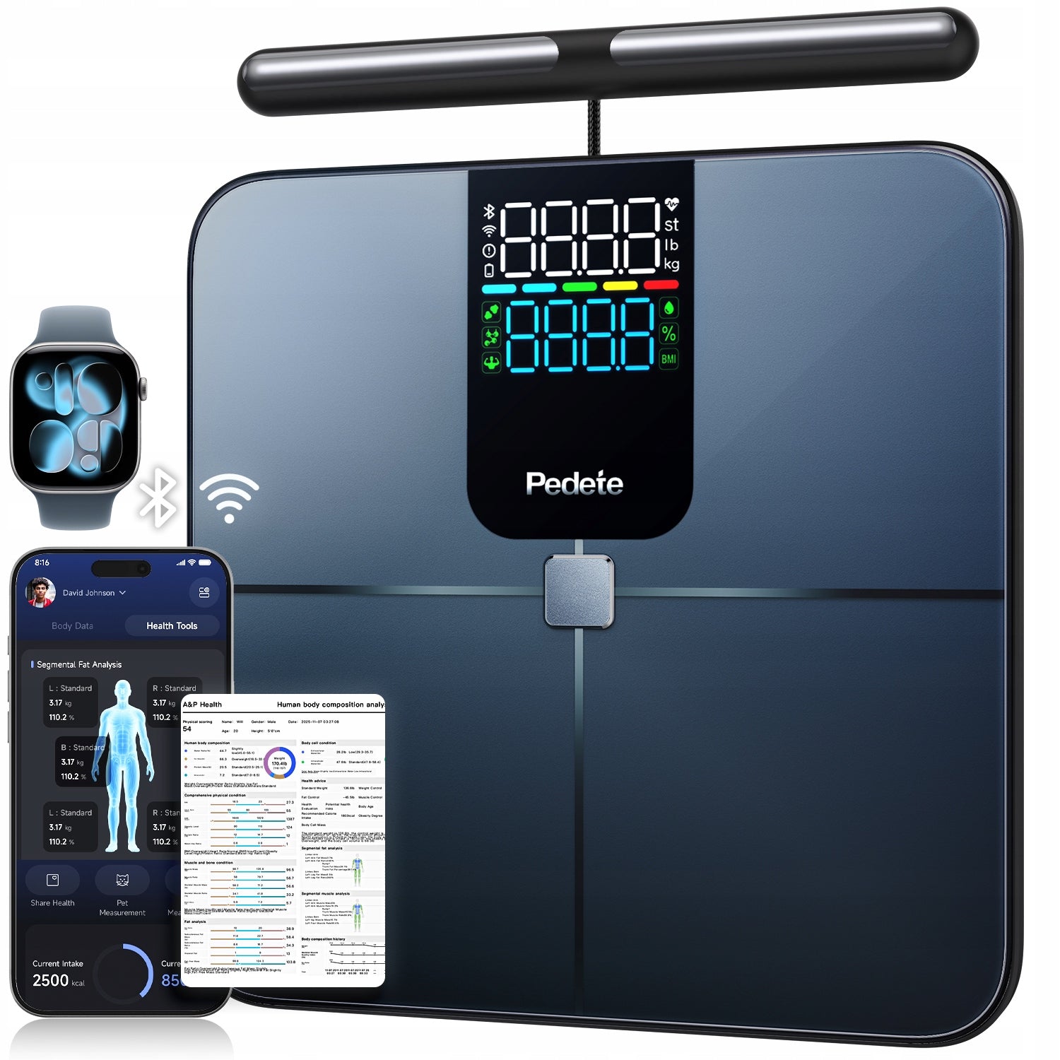 Bathroom scale Waga łazienkowa analityczna smart 8 elektrod 180 kg WiFi BMI