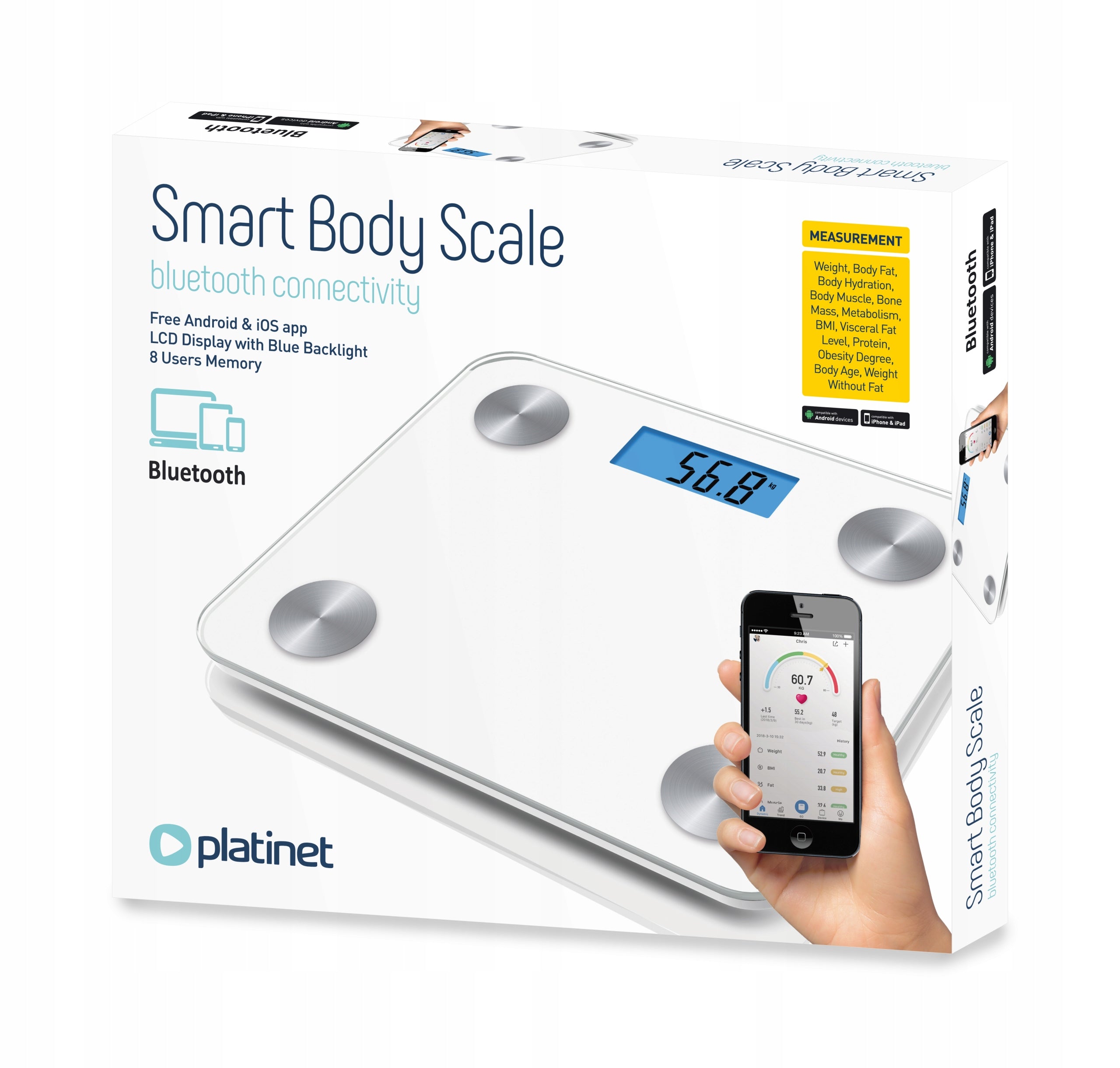 Bathroom scale analytical Platinet bluetooth app Kind electronic
