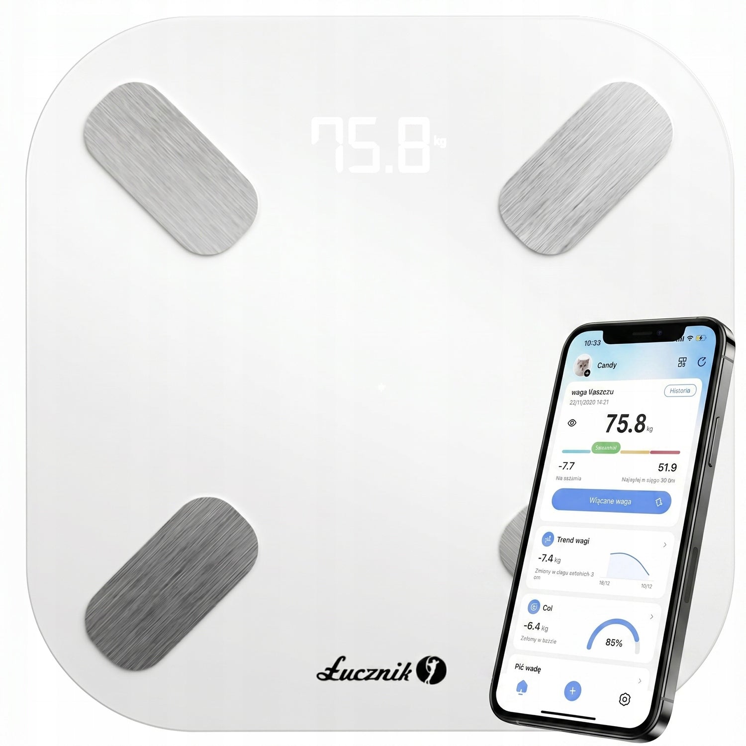 Bathroom scale analytical electronic smart BMI fat application PL