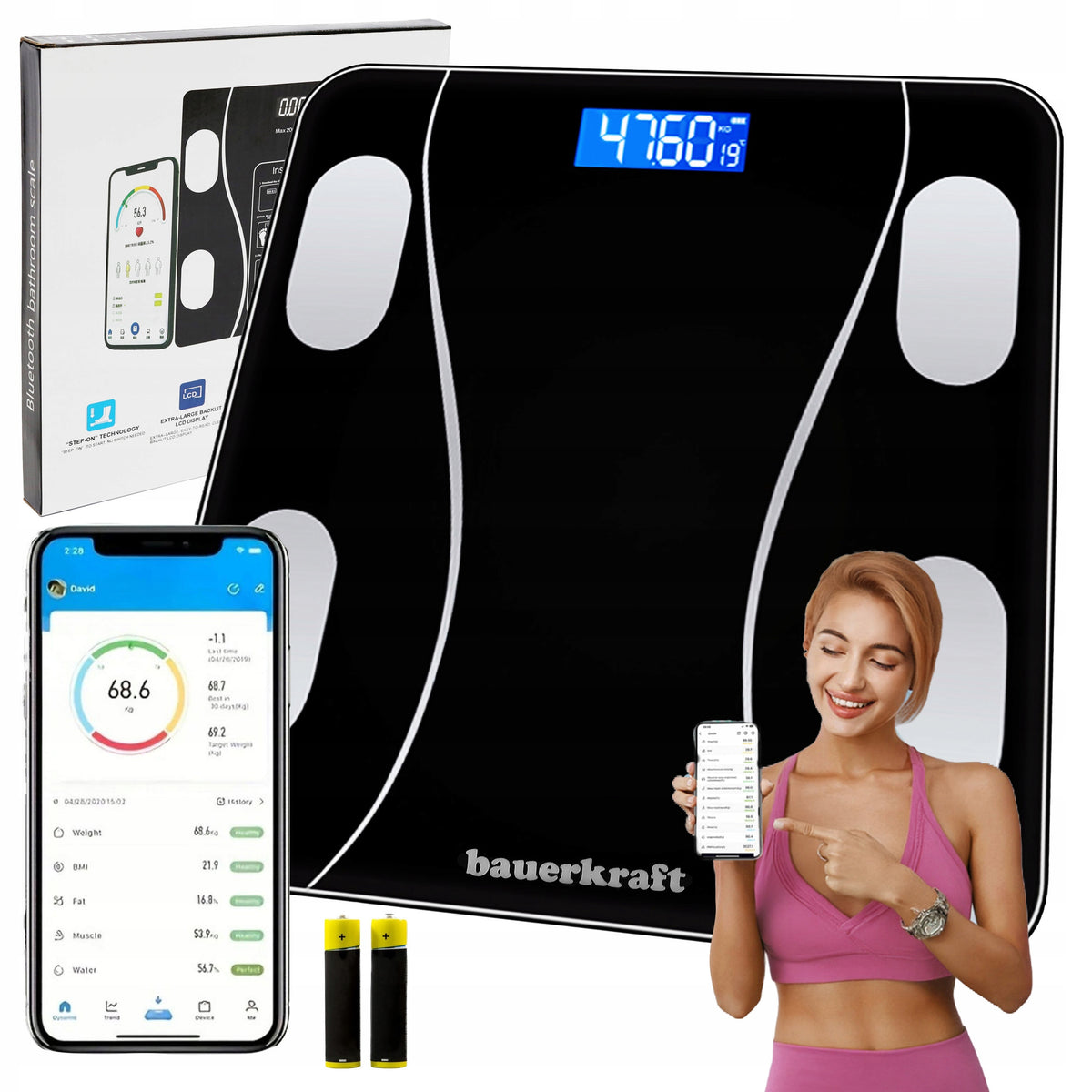 Bathroom scale analytical smart app up to 180 kg