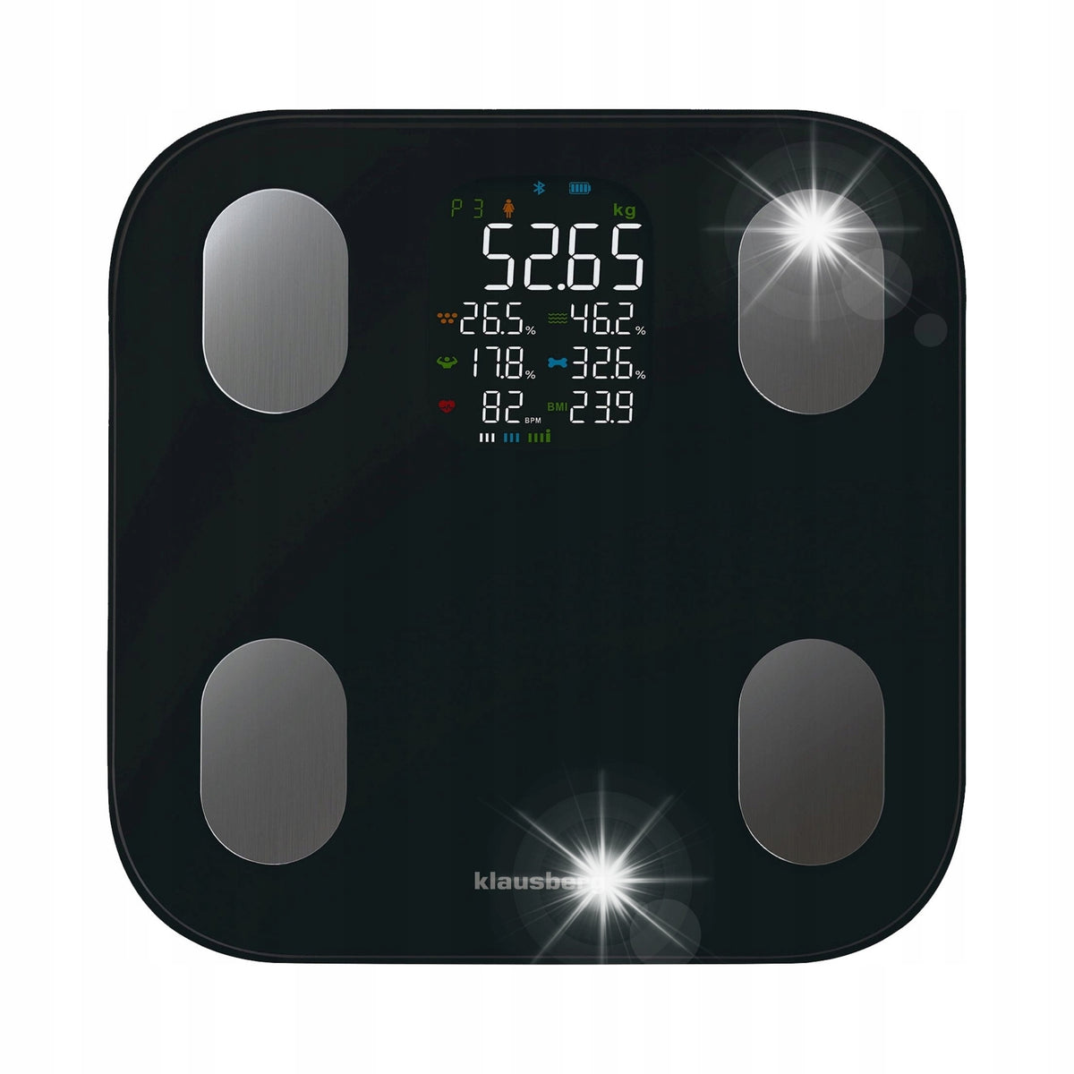 Bathroom scale, electronic, with body composition analyzer, black