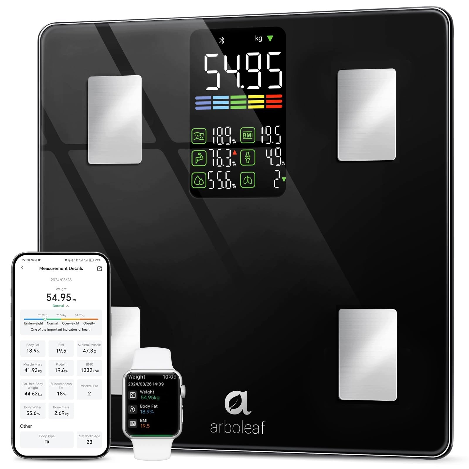 Bathroom scale for measuring body fat, muscle mass + application!