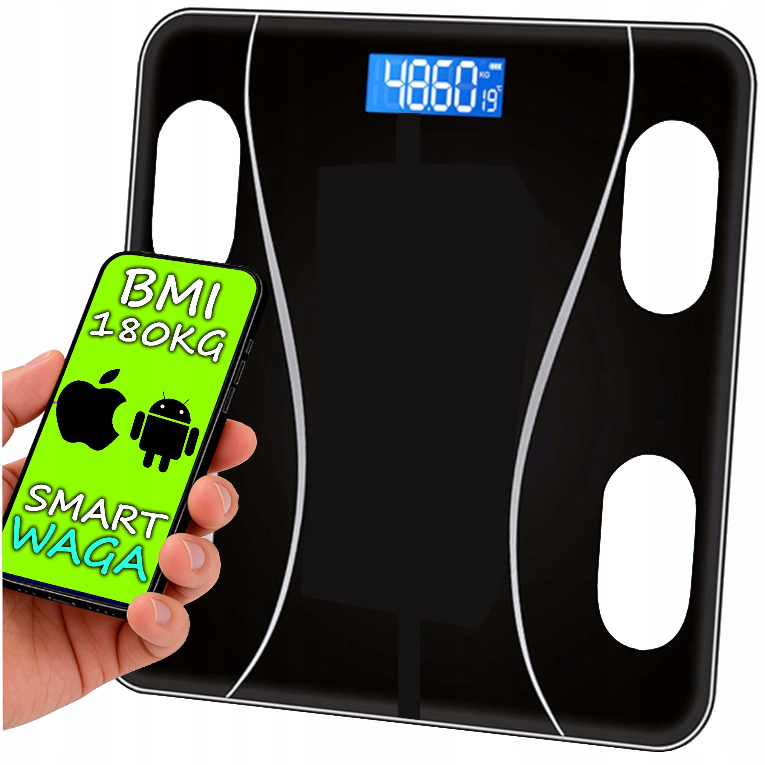 Bathroom scale smart analytical 180kg BMI Bluetooth application fat