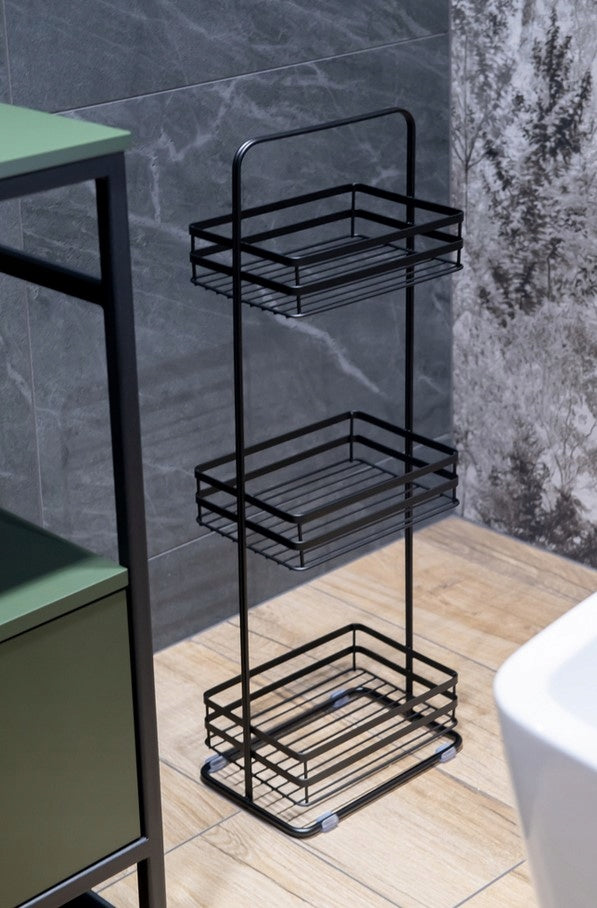 Bathroom shelving unit black freestanding 3 levels solid AWD02041854 EAN (GTIN) 5905668552067