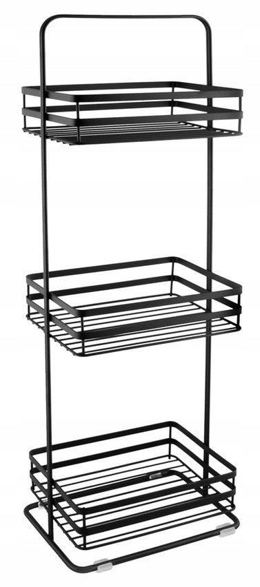 Bathroom shelving unit black freestanding 3 levels solid AWD02041854
