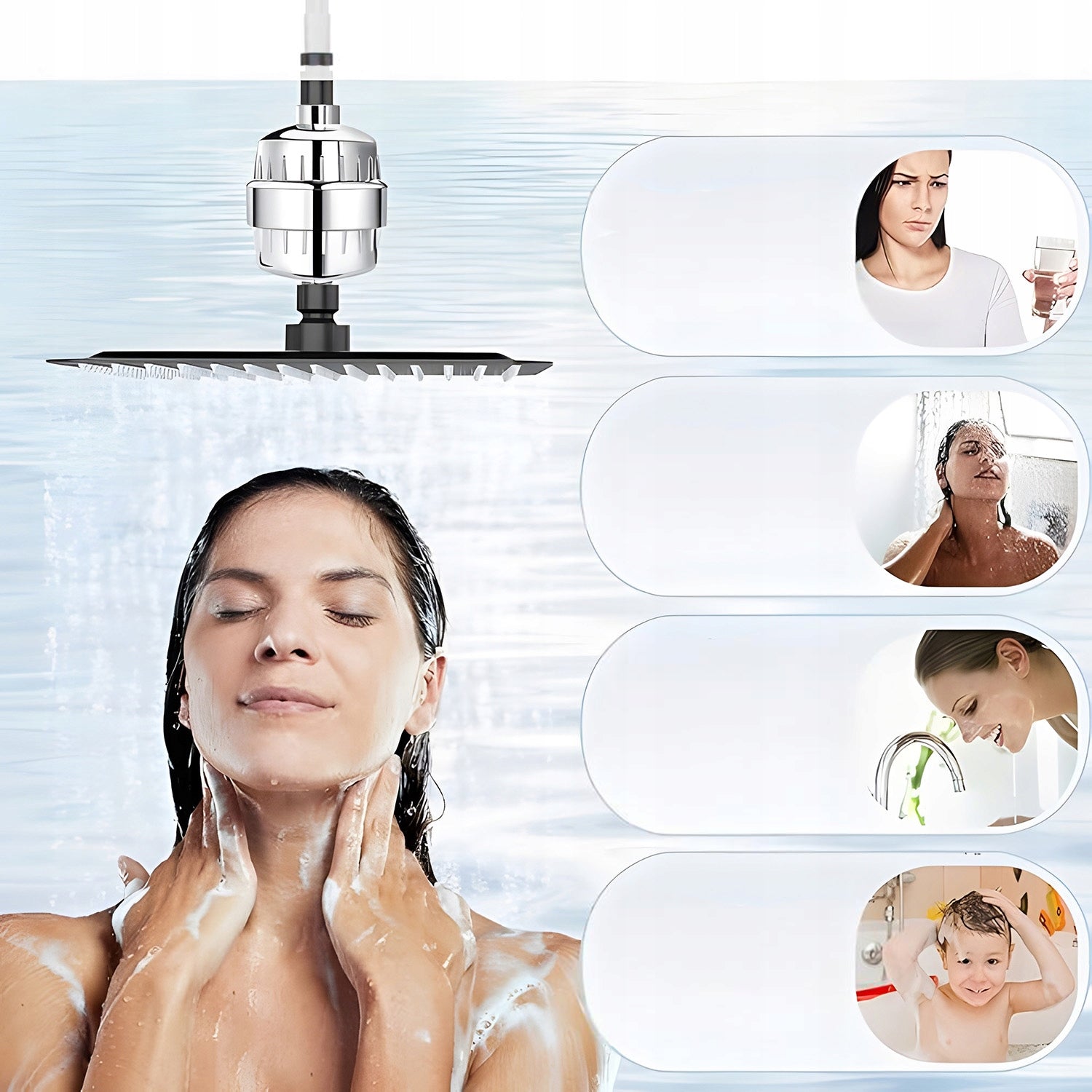 Bathtub Shower Rain Shower Filter Clean Soft Water Manufacturer code dtgrfthrfthn6ty5y7