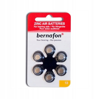Batteries for Hearing Aids Bernafon 13 - 1 Leaf (6 Pieces Battery)
