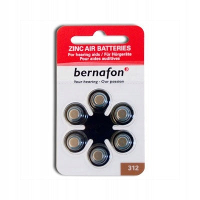 Batteries for Hearing Aids Bernafon 312- 1 Leaf (6 Pieces Battery)