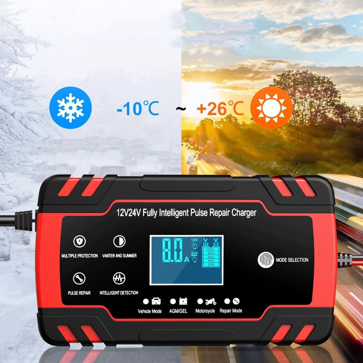 Battery Charger Rectifier with Repair Function 12-24V 8A LCD Strong Packaging status original