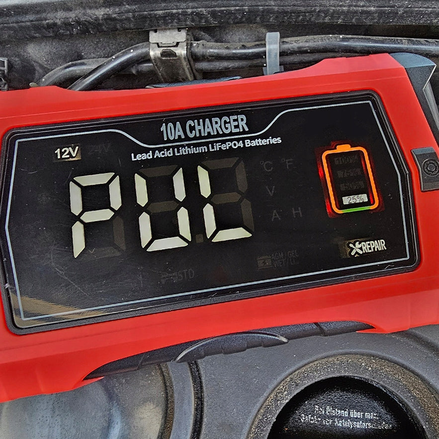 Battery Charger Rectifier with Repair Function 12V 24V 10A LCD Strong Batteries included no
