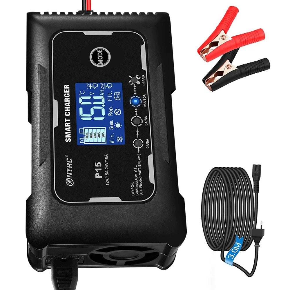 Battery Charger Rectifier with Repair Function 12V15A/24V10A LCD