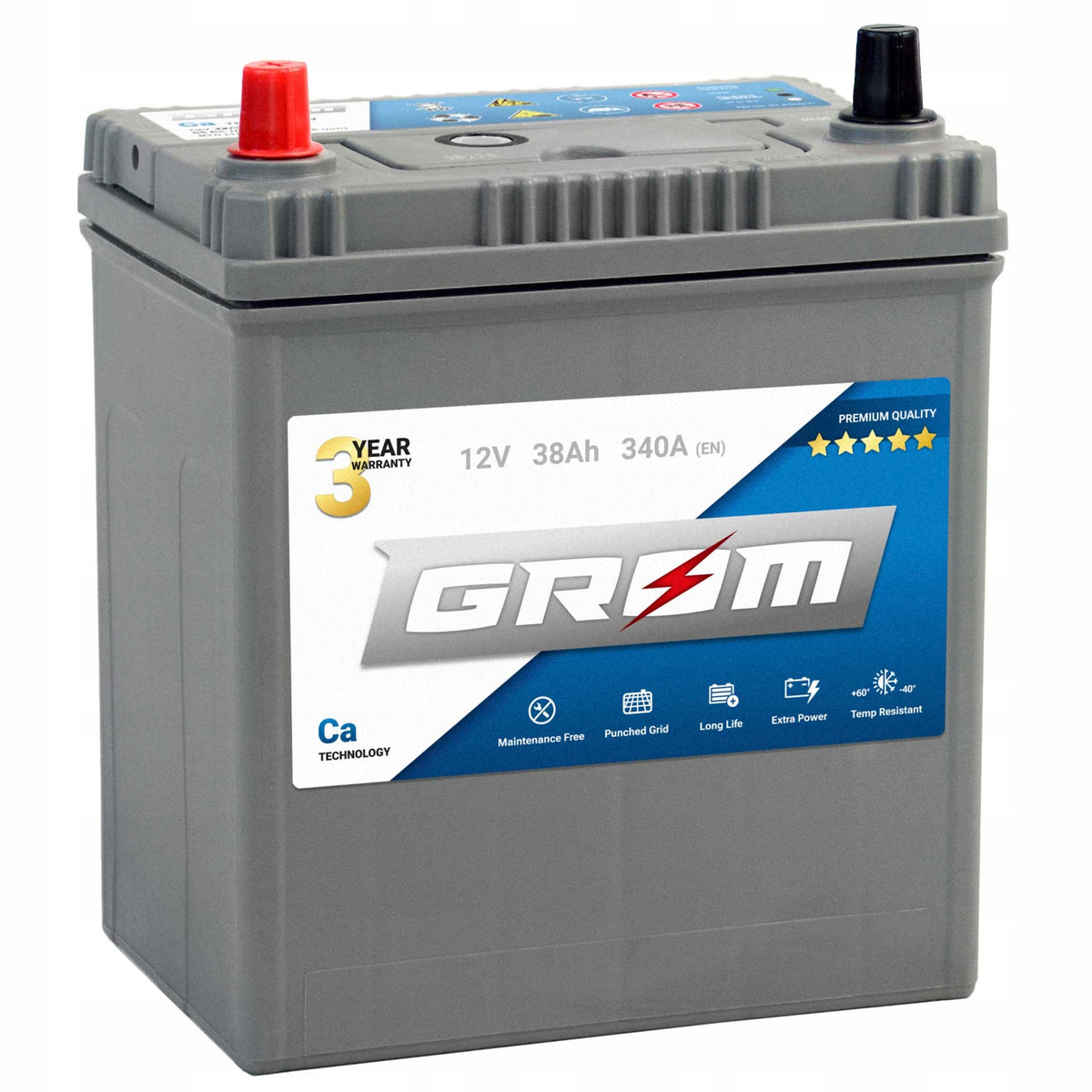 Battery GROM Premium 38Ah 340A EN Japan Left Plus DTR