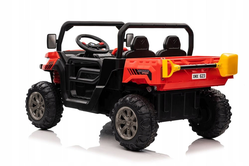 Battery Operated Car Truck Dump Truck 4×4 Soft Wheels USB Leather Color red