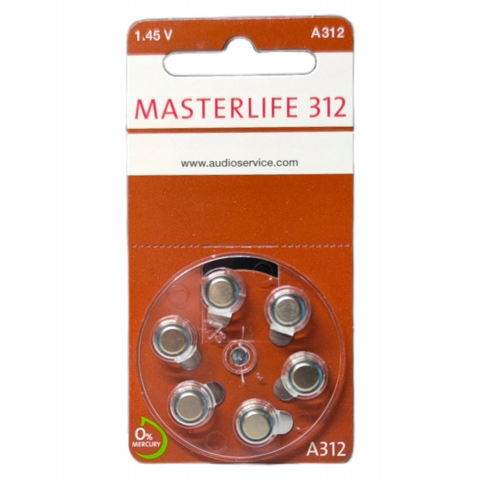 Battery Pack Hearing Aid Batteries 6-Pack 1.45V A312