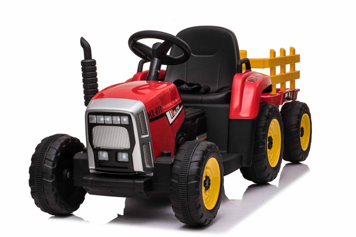 Battery Tractor with Trailer Pilot 12V Soft Wheels BLOW Red