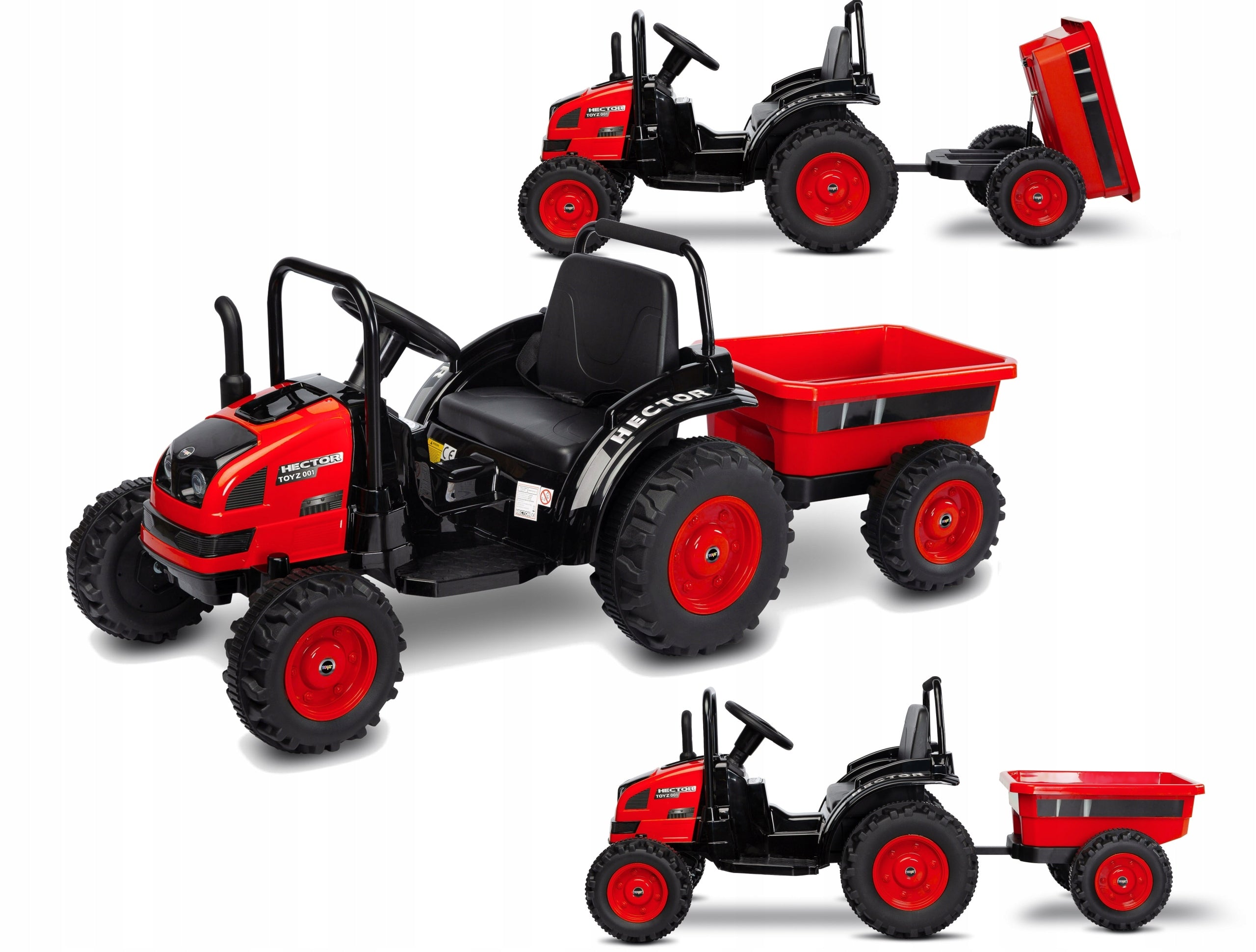 Battery Vehicle Tractor Hector Toyz Caretero Red with Trailer Brand Toyz by Caretero