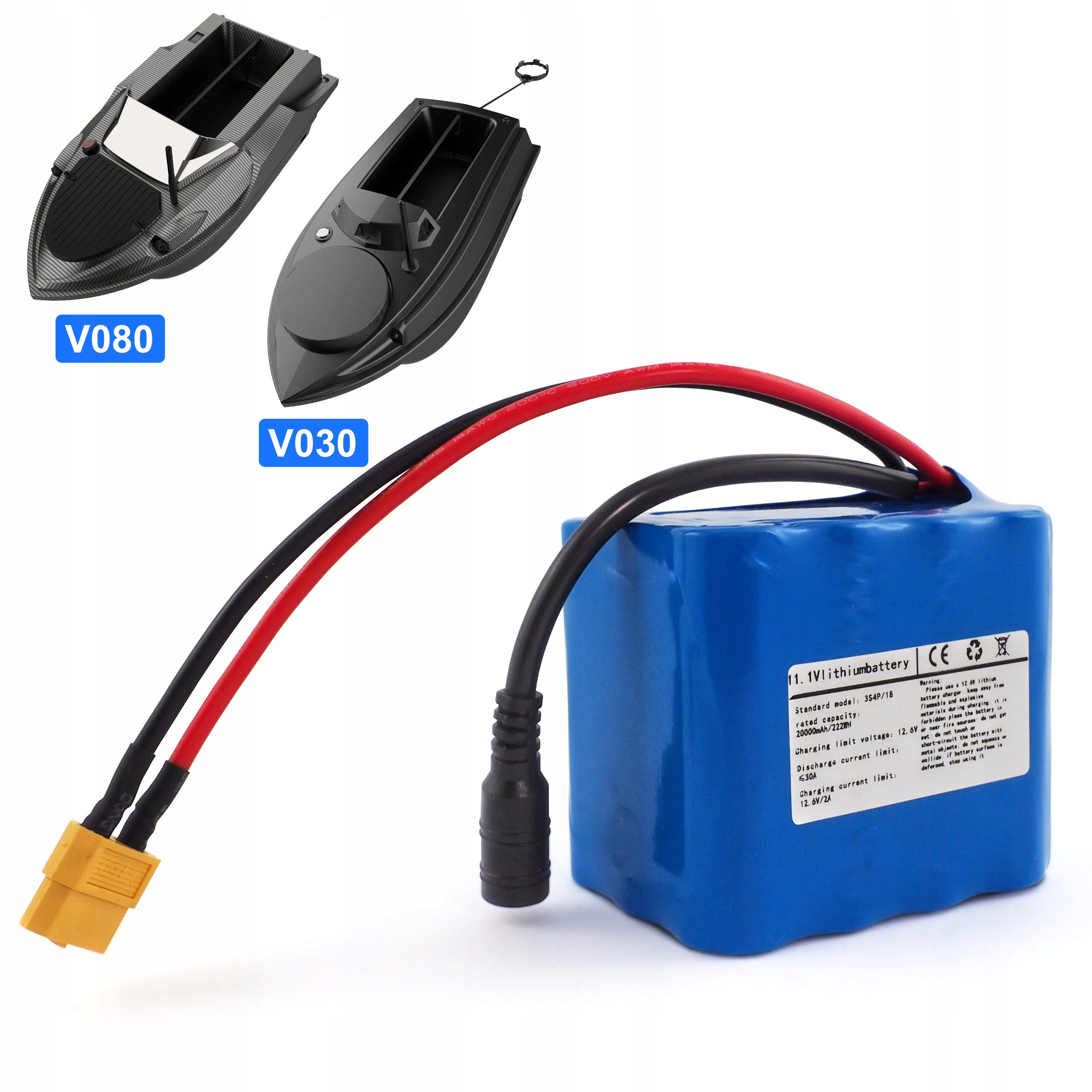 Battery for Bath Boats V030 V080 POWERFUL Li-ion 20Ah 20000mAh