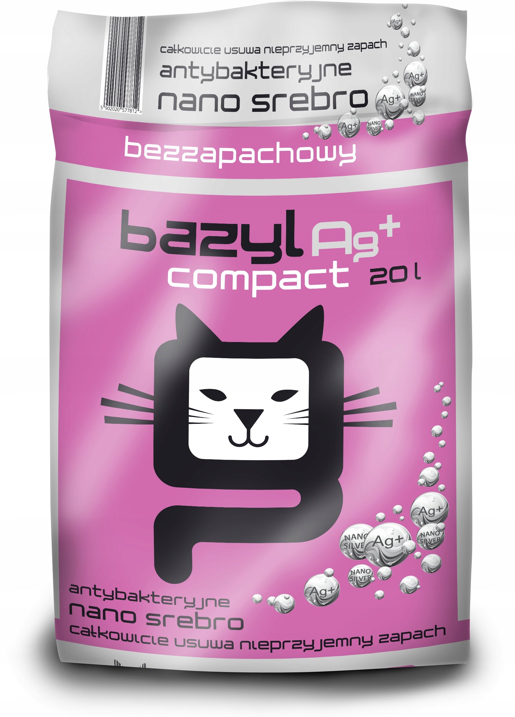 Bazyl Ag+ Compact bentonite cat litter with 20L nanosilver