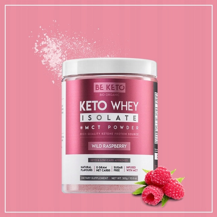 BeKeto Protein Isolate with MCT - Wild Raspberry 300G BE KETO Expiration date at least six months from the date of purchase
