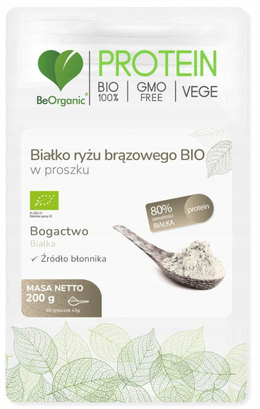 BeOrganic PROTEIN brown rice BIO 200g 100% NATURAL without LACTOSE GLUTEN Expiration date at least 1 year from the date of purchase